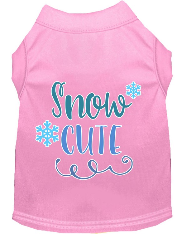 Snow Cute Screen Print Dog Shirt Light Pink XS